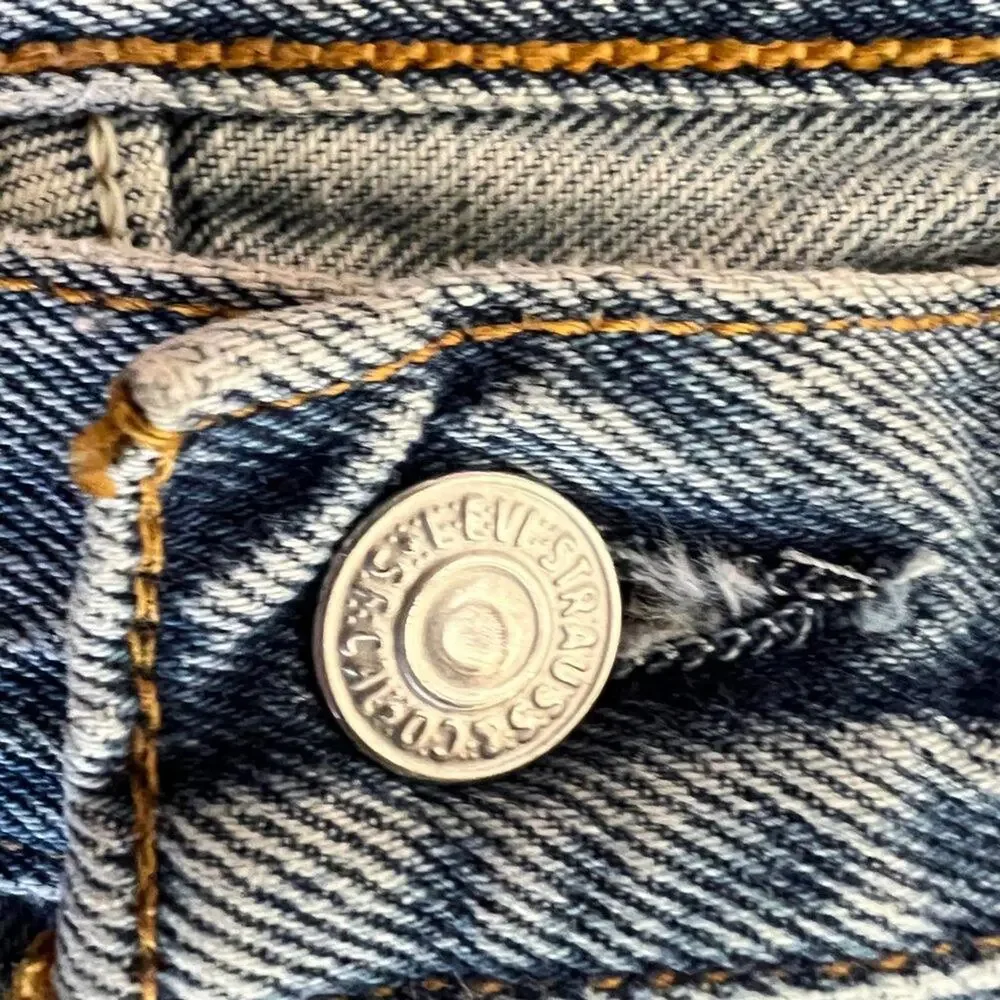 Vintage Levi's 501 USA Made Button Fly Jeans Distressed Hem 42x34 W42